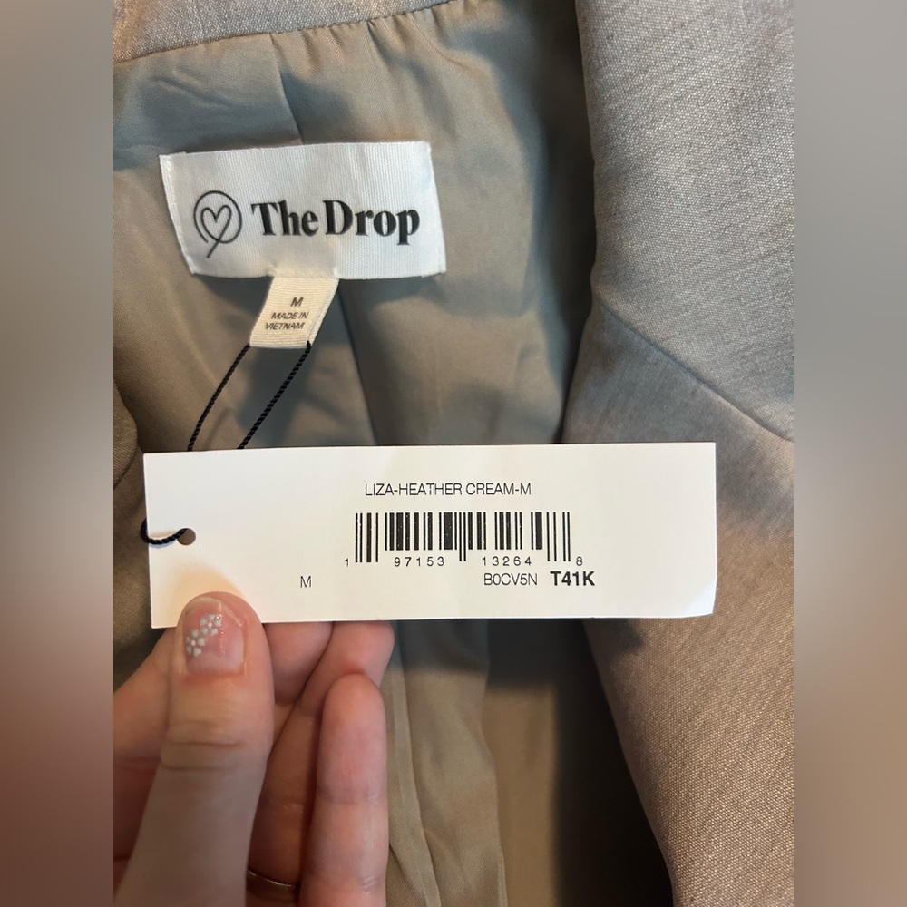 NWT The Drop Liza Relaxed Double Breasted Blazer, Heather Cream, Size M Office - Picture 5 of 10